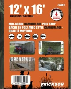Erickson 12' X 16' Camo Mid Grade Poly Tarp, 1 Pack