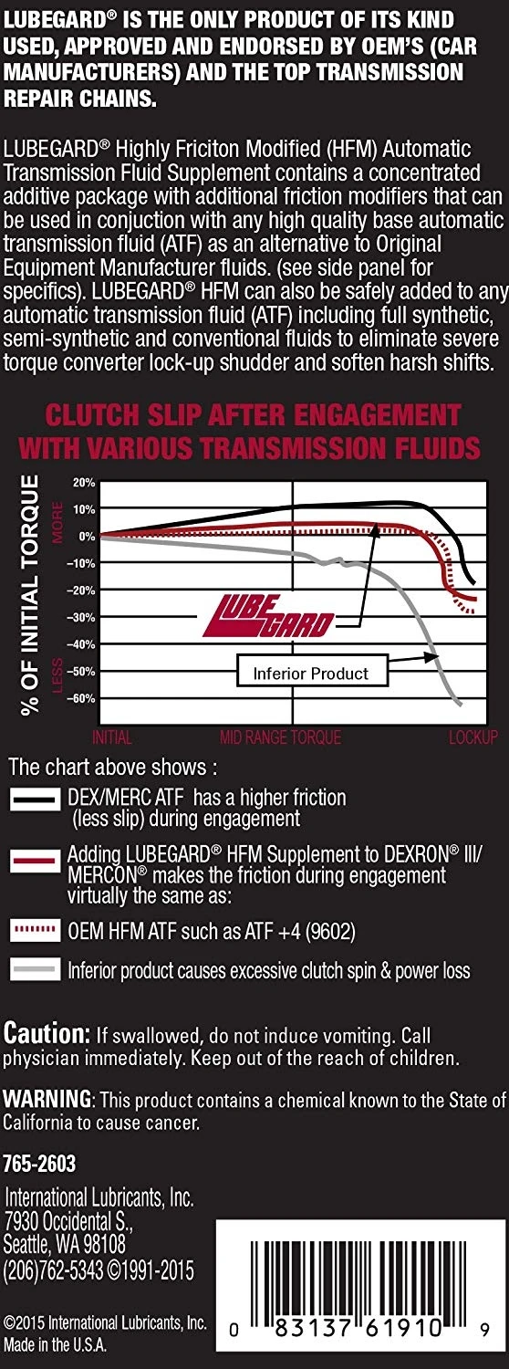 LUBEGARD Highly Friction Modified ATF (HFM-ATF) Supplement With LXE® Technology - 10 Oz 6 LUBEGARD Highly Friction Modified ATF (HFM-ATF) Supplement With LXE® Technology - 10 Oz - Image 4